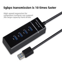 Hub USB 3.0 Empat Port Kecepatan Tinggi dengan Extender dan Splitter Komputer untuk Transfer Data Cepat USB 3.2 Gen 1 Tipe-A