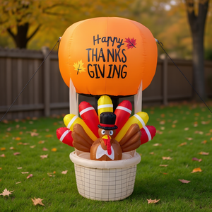บอลลูนลมร้อนรูปไก่งวงเป่าลมสำหรับตกแต่งสวนกลางแจ้ง ขนาด 6 ฟุต ทำจาก PVC ตกแต่งสวนวันขอบคุณพระเจ้า พร้อมไฟประดับสำหรับวันหยุด รุ่น D0100HPW9KY - Product Image 2
