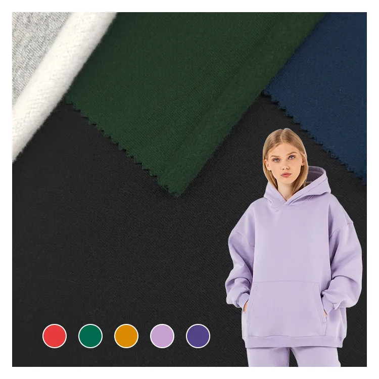 Zachte Hand Feel Effen Gebreide 3 End Fleece Stof, Groothandel 80% Katoen 20% Polyester Materiaal Fleece Stof Voor Hoodies/