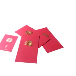 2024 Custom Made Red Envelope Gold Foil Logo Red Pocket Lucky Money Envelope For New Year