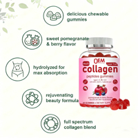 Gummies de collagène en marque blanche OEM avec biotine, zinc, vitamine C, acide hyaluronique de types I, II, III, V, X pour les cheveux et la peau