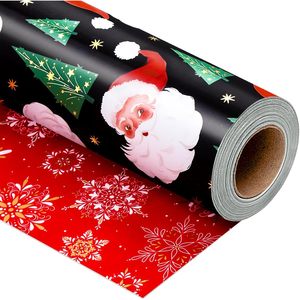 Black Santa Wrapping <b>Paper</b> <b>Roll</b> 17 Inch X 33 Feet Christmas Gift <b>Wrap</b> Recyclable Single Side Coating - Product Image 1