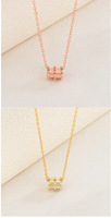 Collier pendentif cylindrique double anneau tendance en argent sterling S925 avec design cylindrique court à coupe géométrique
