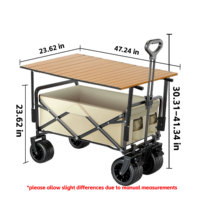 Chariot de camping pliable grande capacité Liveer avec plateau, chariot utilitaire portable d'extérieur avec roues pour outils