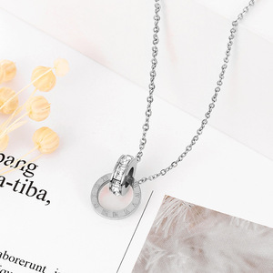 Thời Trang Tốt Không Thấm Nước 18K Vàng Mạ Kim Cương La Mã Chữ Số Thép Không Gỉ Unisex Liên Kết Chuỗi Vòng Cổ - Product Image 2
