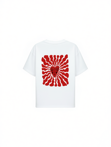 T-Shirt Stile Retrò Americano con Stampa Girasole sul Retro, Collo Tondo, Unisex, Manica Corta, 100% Cotone Jersey, Vestibilità Regolare - Product Image 1