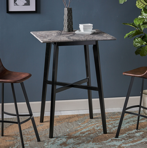 Modern Adjustable Height 42" <b>Bar</b> <b>Table</b> with Steel Legs and <b>Marble</b> Top Commercial Use Easy to Clean - Product Image 2