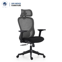Chaise de bureau de direction ergonomique de luxe en maille avec structure en acier inoxydable, mécanisme d'inclinaison verrouillable, fonctions réglables et pivotement rotatif