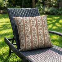 Housse de coussin décorative en coton imprimé 100% beige rouille, motif botanique, pour chaise de patio extérieur, vente en gros
