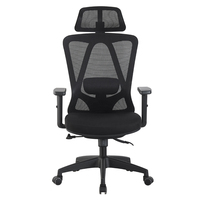 Chaise de bureau exécutive ergonomique moderne à dossier haut en maille avec soutien lombaire et appui-tête réglables