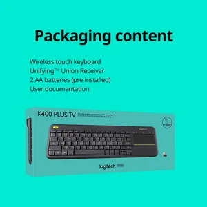 Office Gaming Original Ergonomics Logitech K400 Plus 2.4g Touchpad Black Wireless Touch Keyboard Gaming Laptop Pc