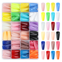 Ensemble de faux ongles en plastique ABS 24 couleurs, 576 pièces, couleur unie, style français, ongles carrés à presser pour salon, manucure DIY