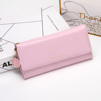 Dompet Wanita Panjang Baru Merek Eropa dan Amerika Serikat Tas Genggam Kapasitas Besar Retro Dompet Koin Lipat Tiga Warna Polos