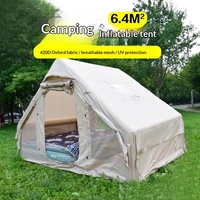 Tenda Tiup Empat Musim Lapis Ganda Tahan Air 6.4 m Datar untuk Berkemah Perjalanan Luar Ruangan Kain Oxford Tebal Otomatis