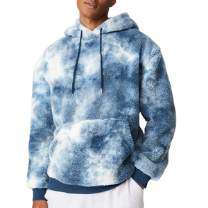Sweat à capuche personnalisé de haute qualité pour homme, à manches longues, en tricot épais, tie-dye, avec capuche en fourrure, en polyester/coton, coupe oversize - Product Image 1