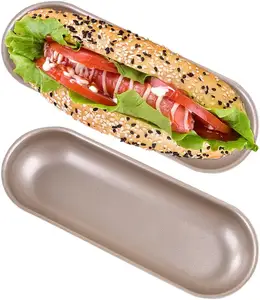 Non-stick Carbon Staal Hotdog-Vormige Cake Pan Hot Dog Broodje Pan Voor Oven Bakken