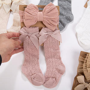 Conjunto de Calcetines de Algodón Transpirable con Lazo para Recién Nacidas y Diadema Tejida Casual para Niñas, Regalo de Luna Llena, Primavera Otoño Bebé - Product Image 4