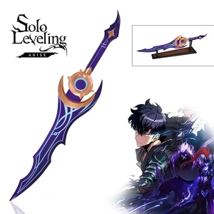 ดาบจำลองอาวุธของซองจินวูจากเกม Solo Leveling Arise ขนาด 70 ซม. ใบมีด 440ss ดาบมูนชาโดว์แท้ พร้อมฐานไม้ - Product Image 1