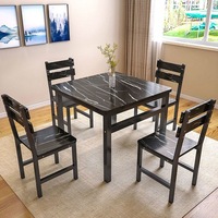 Ensemble table et chaises de salle à manger pour 4 personnes et petit appartement pour 6 personnes, une table et quatre chaises, simple et moderne