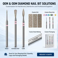 Nouvelle fraise à ongles en diamant en forme de flamme, vente chaude, pour nettoyage des cuticules, fraise rotative, logo personnalisé, kit de polissage pour manucure et pédicure pour salon de beauté