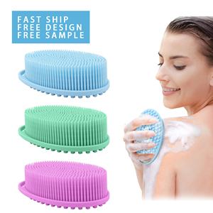Gant de toilette en silicone personnalisé avec logo, doux, exfoliant, <span class=keywords><strong>pour</strong></span> le corps, la douche, <span class=keywords><strong>brosse</strong></span> à <span class=keywords><strong>cheveux</strong></span> <span class=keywords><strong>pour</strong></span> femmes et hommes, nettoyage du corps - Product Image 1