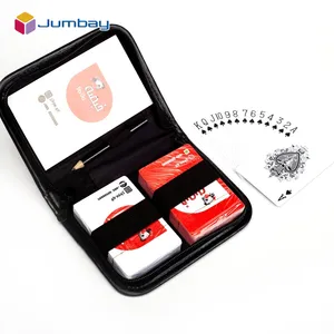 Custom High Quality Saudi Arabia PVC Paper Plastic Material Custom Logo Playing Card With Leather Holder