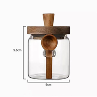 OWNSWING Pot de stockage de café en verre avec cuillère Récipient à café transparent Réservoir de céréales à grains transparents pour épices Sucre Grain de café