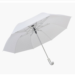Travel Gift Business Advertising <b>Umbrella</b> 2-Fold Curved Handle White Polyester-Promotional Business Gift - Product Image 1
