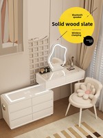 Table de toilette moderne et élégante en bois massif de style français, avec haut-parleur Bluetooth et chargeur sans fil