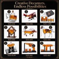 Dispensador de Licor de Vidrio con Diseño de Velero Premium, Base de Madera y Grifo Metálico, Regalo Personalizado para Bar, Dispensador de Whisky