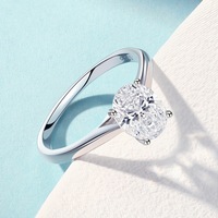 Bague de fiançailles en argent pur S925 plaqué or de qualité européenne, sertie de zircone ovale et de moissanite véritable, pour femmes, vente en gros en usine de bijoux