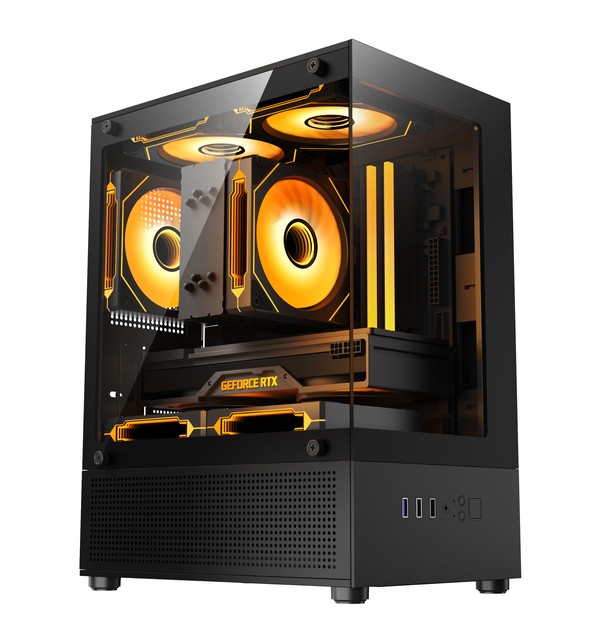 LY Design PC Gamer Case MATX Mid Tower White Computer Case Tempered Glass Plate Desktop Chassis Cabinet Case in Stock