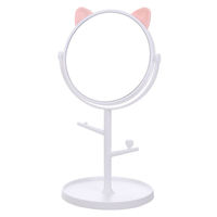 Personnalisable Dessin Animé Ours Chat Oreille Coiffeuse Miroir Marque Privée Maison Salon De Coiffure Bureau Miroir En Plastique Miroir De Maquillage