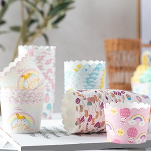 DM334 50PCS Wholesale Greaseproof Cupcake Liners Disposable Coated Paper Muffin Cake Cup Pulp Tray Coating Baking