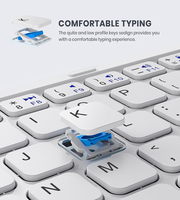 Nouveau clavier sans fil BT avec pavé tactile, ultra fin, portable, rechargeable, pliable pour PC, tablette et téléphone