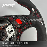 Volant en fibre de carbone forgé rouge personnalisé avec affichage LED des tours de visseuse pour BMW E39 E46 M3 M5 330i 330Ci 2001-2005