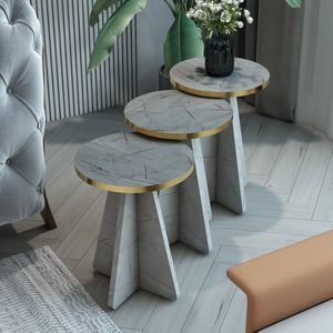 Juego de mesa de centro de 3 piezas, moderno, con diseño de hongos, adecuado para salas de estar y oficinas. - Product Image 6