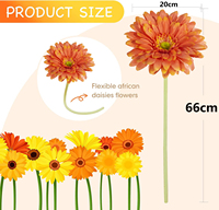 Fleur artificielle réaliste en soie rouge de haute qualité, toucher réel, tige longue de 60 cm, grande gerbera artificielle de 20 cm pour la décoration de la maison et des mariages