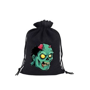 Sac en toile de jute pour Halloween 10x14cm, sac en jute de haute qualité, pochette en lin, logo personnalisable, à utiliser pour décorer les fêtes, les bonbons, les jouets - Product Image 5