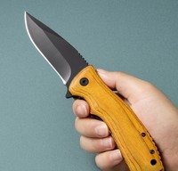 Couteau de poche pliant en acier 3Cr13MoV, très vendu, avec manche en bois naturel et lame dentelée pour le camping, EDC, vente en gros, OEM, ODM