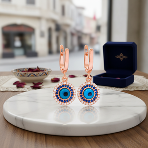 Moda suerte símbolo ojo forma turco venta al por mayor hecho a mano 925 pendientes colgantes de plata esterlina joyería fina - Product Image 3