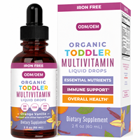 Gouttes liquides multivitaminées pour tout-petits en marque blanche, Vitamines A C D3 E B6 B12 Zinc, Formule personnalisée OEM ODM Biologique Sans Sucre Végétalienne