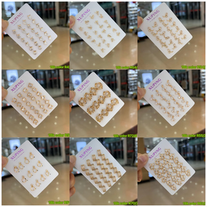 슈핑 믹스 스타일 귀걸이 대량 골드 도금 큰 꽃 모양 지르콘 스터드 귀걸이 여성용 패션 귀걸이 - Product Image 3