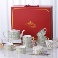Ensemble de café de luxe en porcelaine fine avec design de décalcomanie personnalisé par le fabricant P&T – Idéal pour un cadeau