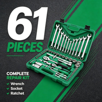 Ensemble d'outils de réparation automobile robuste de 61 pièces, 6,3 x 12,5 mm, jeu de douilles à cliquet pour équipement agricole et entretien de tracteurs