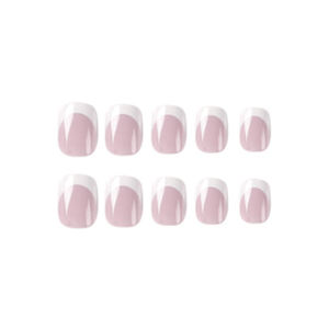 24 <span class=keywords><strong>Uñas</strong></span> Postizas Cuadradas con Borde Blanco Francés, <span class=keywords><strong>Uñas</strong></span> Postizas de ABS con Cobertura Total en <span class=keywords><strong>Rosa</strong></span> y Acabado <span class=keywords><strong>Natural</strong></span> Brillante - Product Image 5