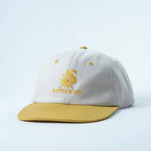 Grosir topi katun profil rendah tidak terstruktur dengan Logo bordir kustom topi tagihan kecil pinggiran melengkung kancing belakang kualitas tinggi