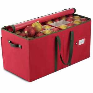 Boîte de rangement pour décorations de Noël, 128 accessoires, boîte de rangement pour ornements de Noël avec double fermeture éclair - Product Image 1