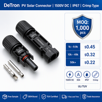 Connecteur solaire IP67 étanche en ABS pour panneaux photovoltaïques 1500V DC 30A, type à sertir, mâle-femelle, pour câble solaire