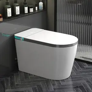 Toilet Bidet satu bagian pintar Modern, dengan tangki tersembunyi, pemanas jok canggih elektronik dengan Remote Control terbuka otomatis untuk penggunaan kamar mandi